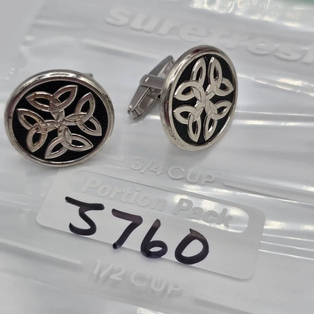 Foster Celtic Knot Cufflinks Silver Tone Round Men's Formal Wear Old Money